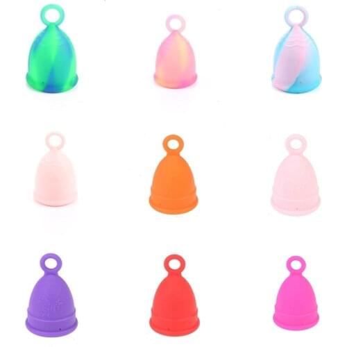 1PC Colorful Women Cup With Ring Medical Grade Silicone Menstrual Cup Feminine Hygiene Menstrual Lady Cup Health Care Period Cup
