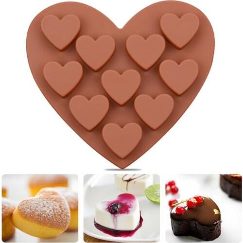 10 Hole Heart Shaped Silicone Chocolate Cake Mold Heat Resistant Fondant Candy Pudding Baking Mold Diy Jelly Ice Cube Tray Maker