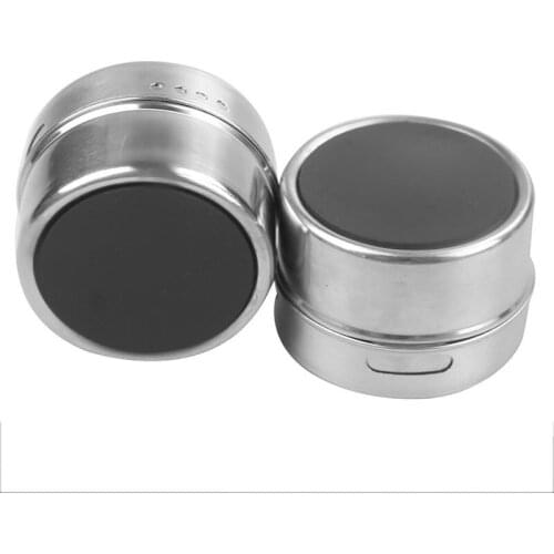 12 pcs Seasoning Boxes Magnetic Dustproof Visible Stainless Steel Spice Can Pot Outdoor Barbecue Cruet