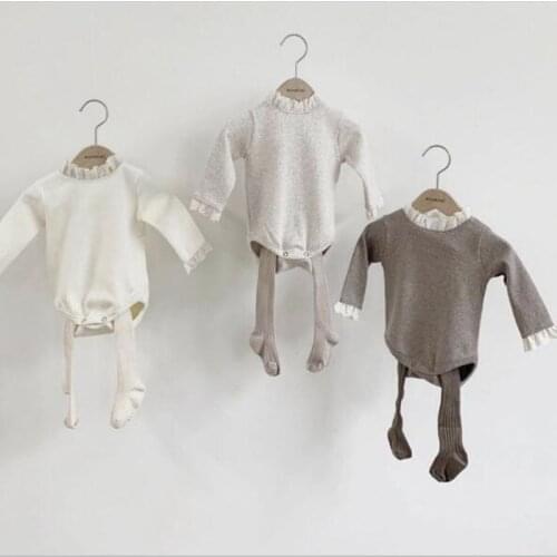 2021 Spring Baby Clothes Baby Girl Bodysuit Jumpsuit Lace Collar Children Girls Long Sleeve Tops Cotton Shirt Blouse Babywear