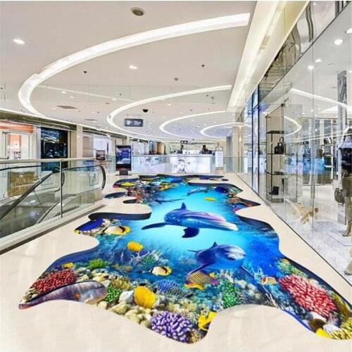 Beibehang Custom floor painting 3d self-adhesive decorative painting beach sea shell 3D living room outdoor floor painting mural