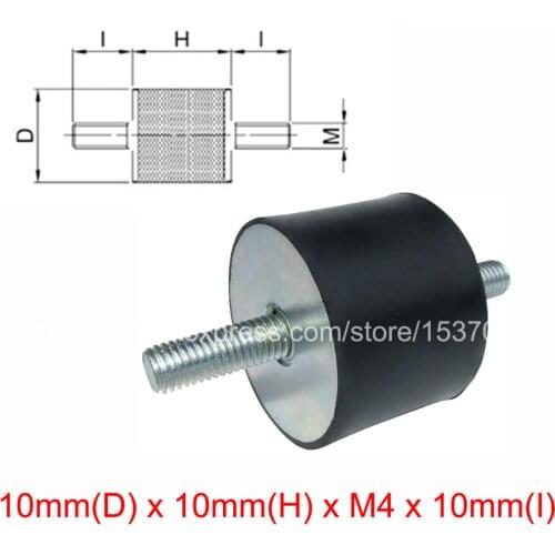 4PCS VV type anti vibration rubber screw shock damper 10mm(D) x 10mm(H) x M4 x 10mm(I)