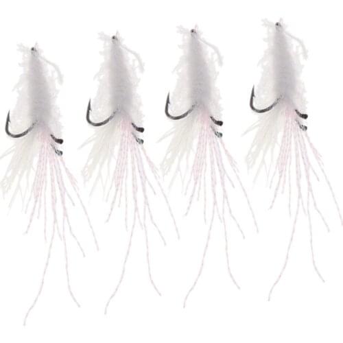 4 Packs Feather Bionic Flies Shrimp Bait, Fishing accessories, Lures Fishing Baits, Fishing Hook, Rock Fishing Bait