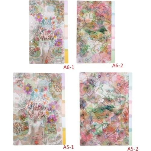5Pcs Floral Category Page Planner Index Page Notebook Translucent 6 Hole Binder A5-1