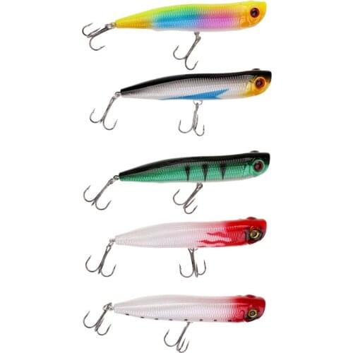 5 pcs Popper Fishing Lure Topwater Floating Poper Fishing Lures Bass Trout Baits Crankbaits 6cm Hard Plastic Lure Wobbler