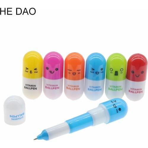 6 Pcs/lot Telescopic Ballpen Novelty Ballpoint Pen Vitamin Capsule Ballpen Zakka Office Accessories School Supplies