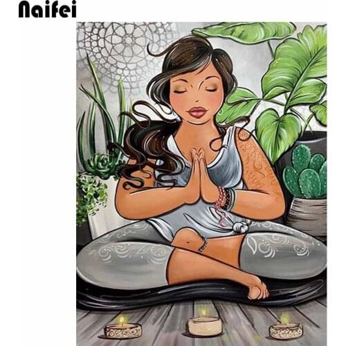 Diamond Mosaic Full Square/Round Drill 5D DIY Diamond Painting "Yoga Girl,Fat Lady"3D Diamond Embroidery Cross Stitch Home Decor