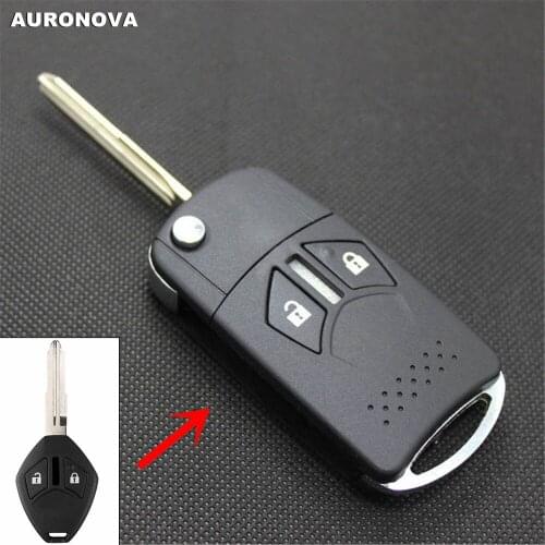 AURONOVA New 2 Buttons Modified Flip Folding Key Shell for Mitsubishi Galant Eclipse Lancer MIT11R Remote Car Key Case Shell
