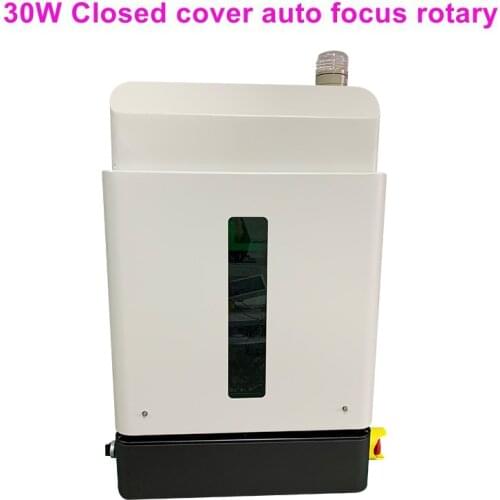 Auto focus Hot Sale china portable safety enclosed 20W 30W 50W fiber laser marking machine for metal price with rotary axis