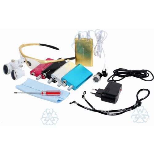 3.5X Magnification Binocular Dental Loupe Surgery Surgical Magnifier with Headlight LED Light Medical Operation Loupe Lamp