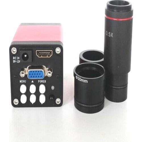 Remote control 13MP HDMI VGA industrial phone video digital Microscope Camera +0.5X C-Mount lens with 30mm 30.5mm adapter ring