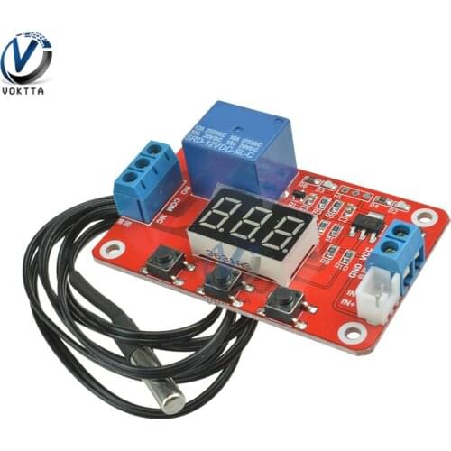 12V DC Digital Thermostat Temperature Controller with LED Display Timer Relay Outpute Switch Control NTC Sensor Termometr Meter