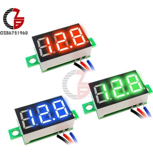 DC 0-30V 3 Wires 0.36'' LED Digital Voltmeter Voltage Meter Module Tester Monitor 3-Digital Display Voltmeter Panel 5V 12V 24V
