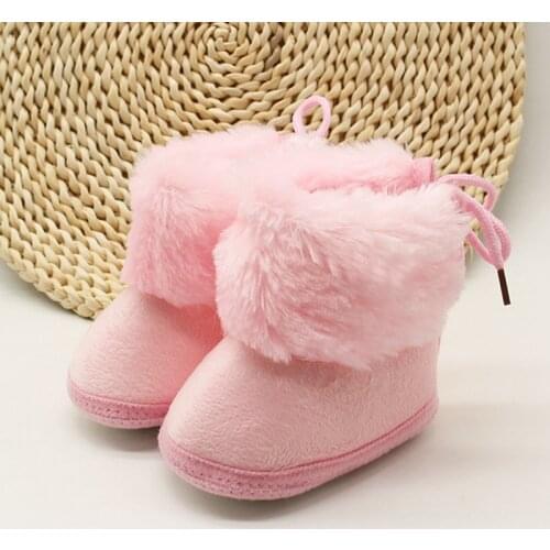 Infant Baby Autumn Winter Boots For Girls Boys Fuzzy First Walkers Anti-Slip Sole Warm Sneakers Faux Fur Crib Shoes Snow Boots