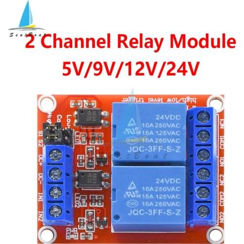 2 Channel Relay Module 5V 9V 12V 24V High and Low Level Trigger Relay Control With Optocoupler Two Way Relays DC 5V 9V 12V 24V