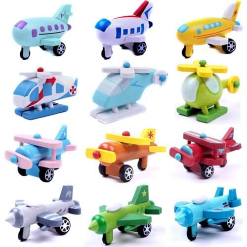 1 Piece Mini Wooden Plane Vehicles Toys for Kids Airplane Model Children Multi Shape Randomly Early Educational Gift Boys