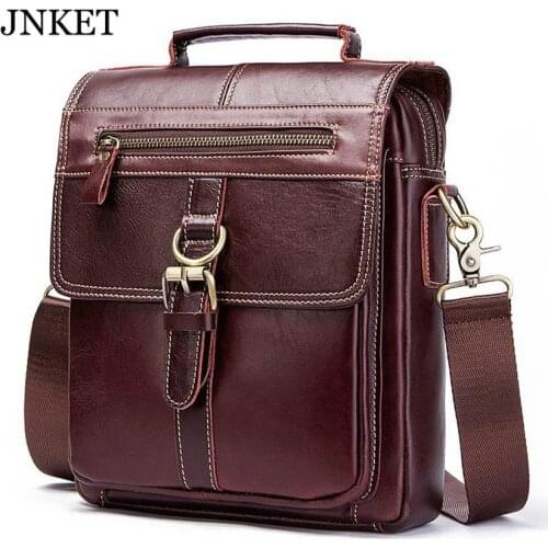 JNKET New Retro Mens Cow Leather Shoulder Bag Leisure Crossbody Bags Sling Bag Messenger Bag