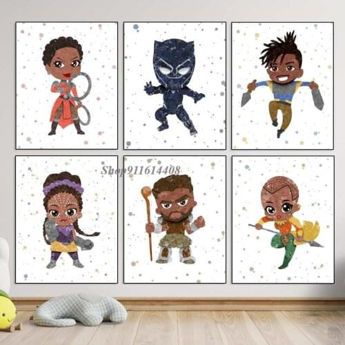Canvas Painting Disney Marvel Cartoon Movie Avengers Black Panther African Superhero Posters Prints Wall Art Picture Home Decor