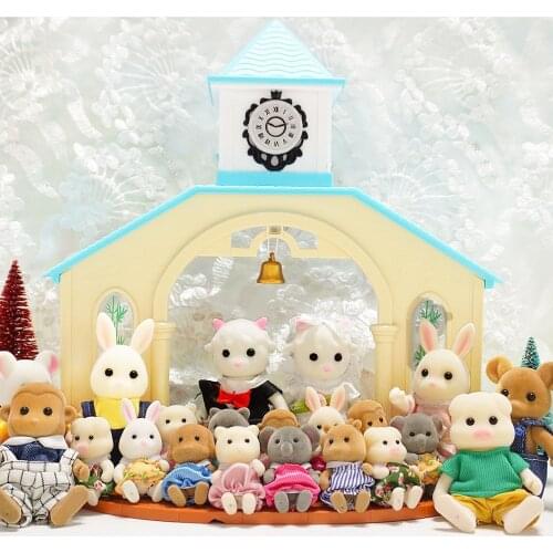 Kids Toys Simulation Church Model DIY Doll House Miniature Forest Animal Family Action Figure Dolls White Sheep Couple Girl Gift