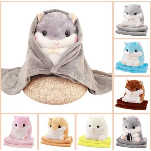 Hamster Doll Airable Blanket Three-in-One Napping Pillow Hamster Plush and Blanket Plush Toys Birthday Gifts Pocket Handcuffs