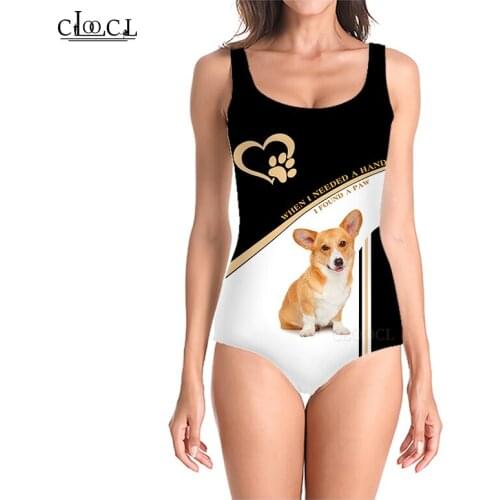 CLOOCL Summer Newest Popular Welsh Corgi 3D Printed Sleeveless Sexy Women Swimsuit Fashion Swimsuit Beach One Piece Swimwear