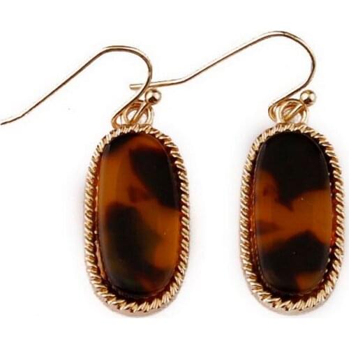 ZWPON Fashion Mini Oval Earrings 2019 New Acrylic Acetic Leopard Earrings Jewelry Wholesale