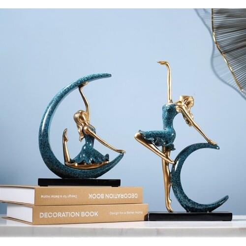 Moon Girl Figure Ballet Dancer Statue Living Room TV Cabinet Decoration Ornaments Birthday Gifts Artware Home Decor Figurines