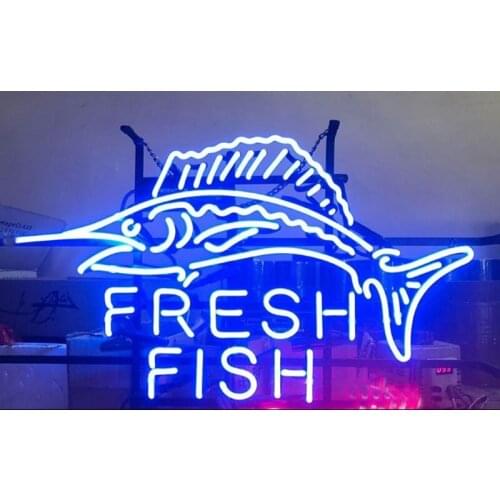 Neon Sign Fresh Fish Beer Bar Restaurant Light Window Letrero Lamp Enseigne Lumineuse Decorate Home Handmade Real glass TUBE