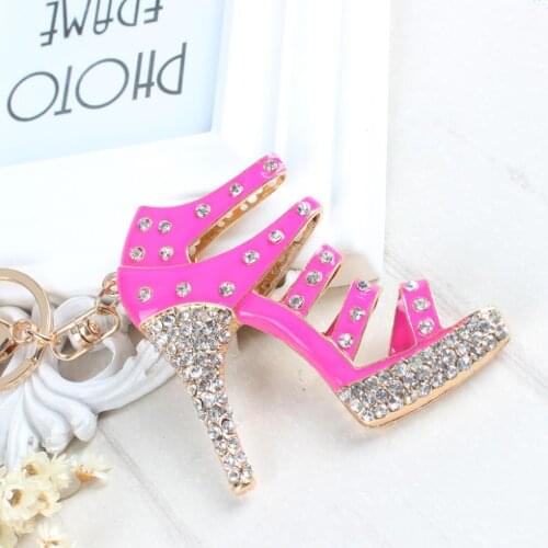 Shoe High-Heel Charm Lovely Pendent Rhinestone Crystal Purse Bag Key Chain Accessories Gift Best Colletion Outfit Wholesale