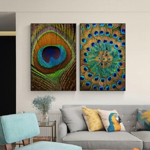 Peacock Beautiful Color Feathers Nordic Modern Art Picture Canvas Painting Poster Printmaking Printing Wall Art Home Decoration