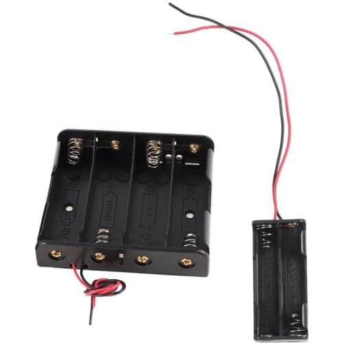 4 Pcs Plastic Battery Holder Case with Wire, 2 Pcs for 4 X 1.5 V AAA Batteries & 2 Pcs for 4 X 18650 14.8V Batteries
