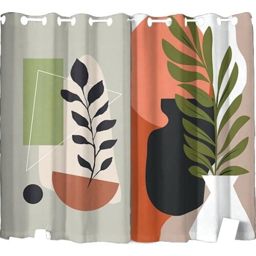 Custom Window Curtain Drape Hangings for Living Room Bedroom Curtain Pastoral Leaves Tree Khaki