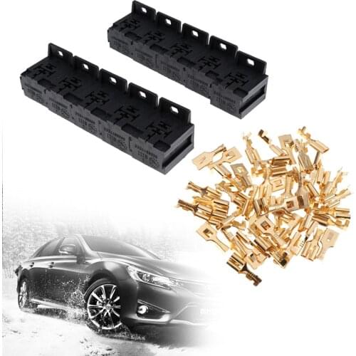 10 sets Car Auto 30A-80A Relay Bracket Terminal Case Holder Relay Base Holder 5 Pin Socket with 50pcs 6.3mm Terminals For car