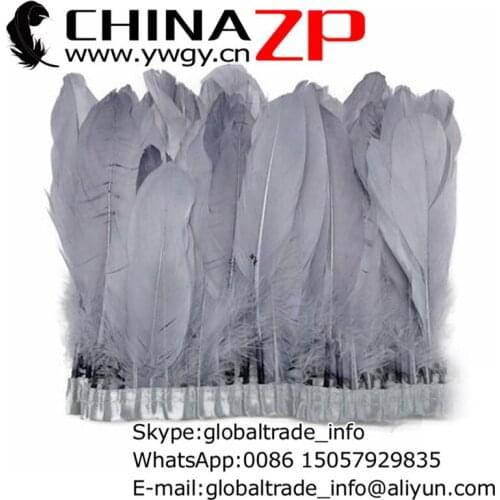 Retail from CHINAZP Factory Price for per Yard Good Quality Dyed Grey Goose Nagoire and Satinettes Feather Trimming