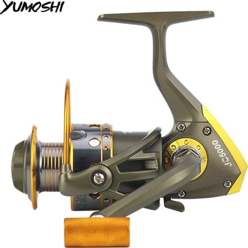 YUMOSHI Fishing Reel All Metal Spool Spinning Reel 5.5:1 12BB Stainless Steel Handle Line Spool Saltwater Fishing Accessories