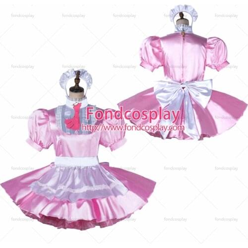Sissy maid satin dress lockable Uniform cosplay costume Tailor-made[G2198]
