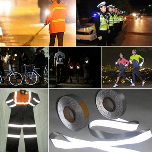 3M x 2.5cm Silver Reflective Tape Safty Strip Sew Trim Gray Synth Fabric