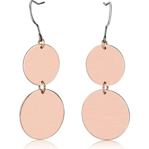 New Women Drop Earrings Double Round Circle Pure Titanium Dangle Earrings For Ladies Party Gift Stylish Elegant Ear Jewelry