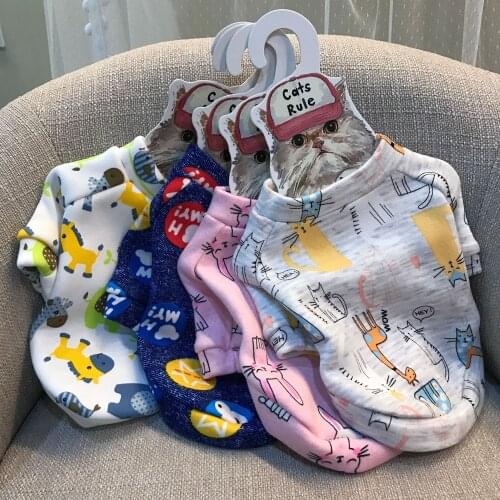 Cute Pet Dog Clothes Spring Summer Puppy Cartoon Doodle T-shirt White Jungle Cotton Shirt Vest Clothing for Small Dogs Pet Coat