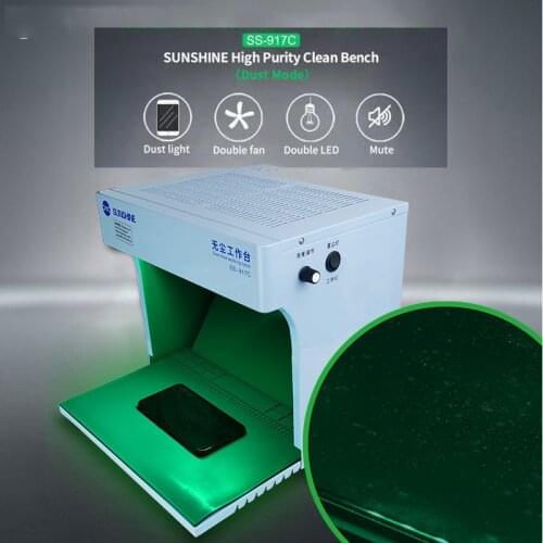 SS-917C 2 In 1 Desktop Dust Free Room With Adjustable LED Dust Checking Light for Phone iPad Refurbish Repairing Working Bench