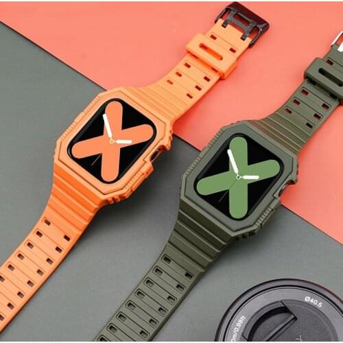Waterproof Silicone Sport Band Strap with Case Cover For iwatch 6 SE Apple Watch Series Bands 5 4 3 2 42mm 44mm 42MM 44MM