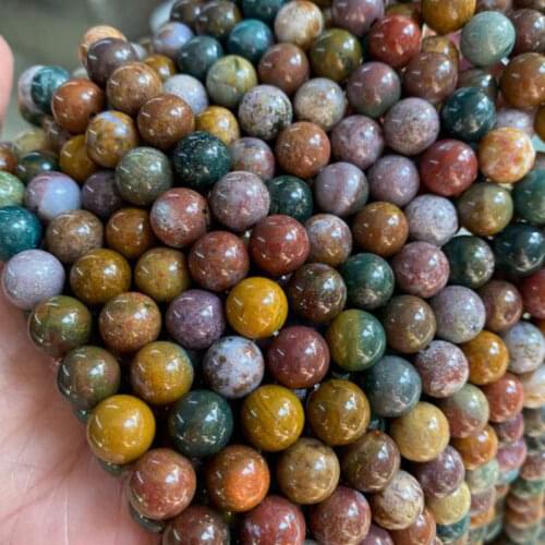 High Quality Natural Ocean Stone 6/8/10mm Smooth Round Necklace Bracelet Jewelry DIY Gems Loose Beads 38cm wk120