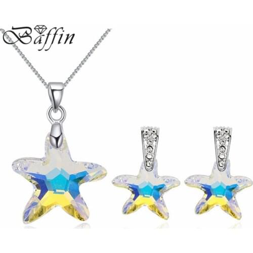 BAFFIN Real Crystals From Swarovski Starfish Jewelry Sets For Bridal Pendant Necklace Piercing Earrings Women Party Accessories