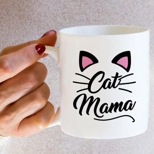 Cat Mama Funny Coffee Mug 11oz Ceramic Cat Mom Cup Unique Christmas Gift Idea for Cat Lovers