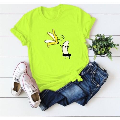 Plus Size S-5XL TShirt Banana Print Shirt Women 100% Cotton O Neck Short Sleeve Clothing Summer Tops Funny Kawaii Tee