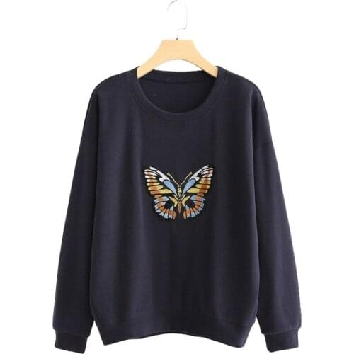 YUPINCIAGA Women Sweatshirt 2020 Autumn New Heavy Industry Embroidery Sweatshirts Women Loose Harajuku Pullover Femme Top