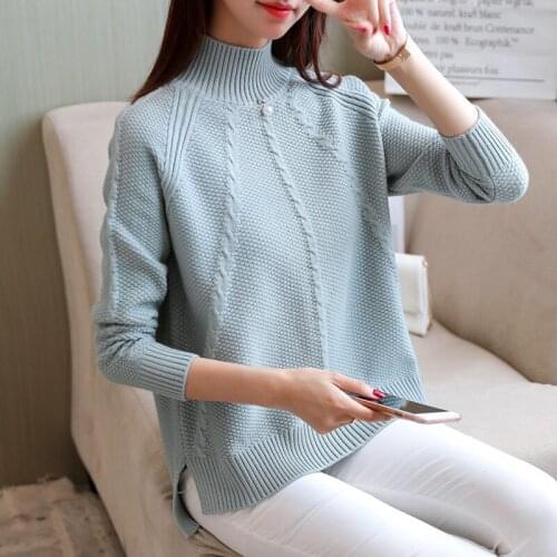 Womens Winter Turtleneck Warm Sweaters Knitted Casual Knitwear Women Sueter Mujer Invierno Solid Pullovers Female Pink