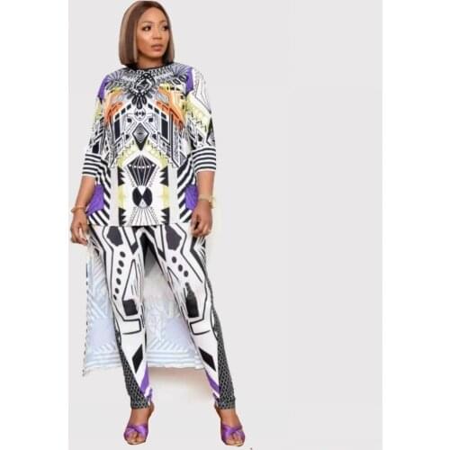 2 Pieces Womens Sets New Arrival Long Top And Pants Fashion Clelebrity Lady Elegant Patchwork Long Sleeves Casual Matching Sets