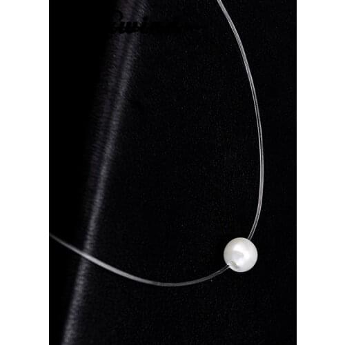 Cxwind Imitial Pearl Necklace Simple Pendant transparent fishing line Invisible womens Necklaces Jewelry Clavicle Chain Collar