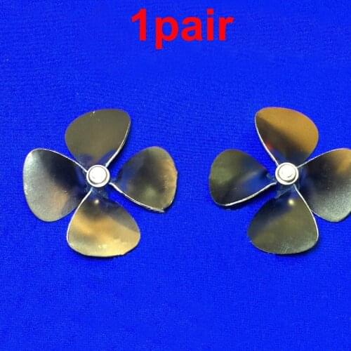 1pair Dia 54mm CW CCW Propeller Shaft Inner Hole M4 4-blade Welding Copper Paddle for RC Boat DIY Model Replacement Prop